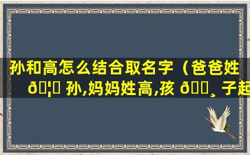 孙和高怎么结合取名字（爸爸姓 🦍 孙,妈妈姓高,孩 🕸 子起什么名字）